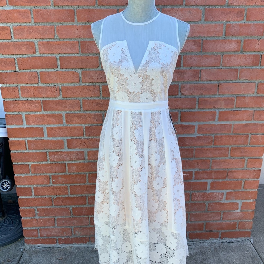 White midi lace dress